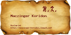Maczinger Koridon névjegykártya